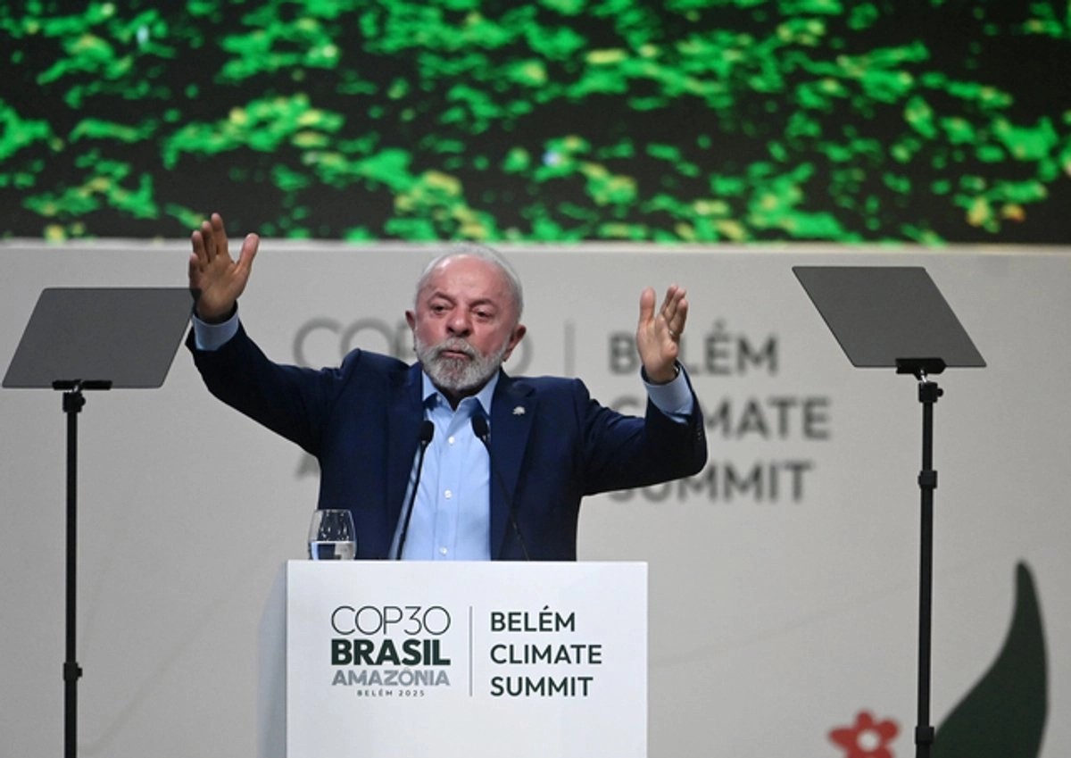 El presidente de Brasil, Lula da Silva durante la conferencia previa a la inauguración de la COP30. Foto 