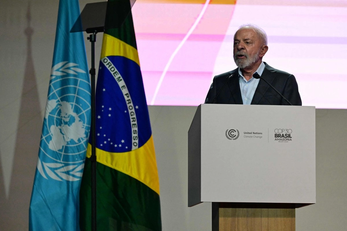 El presidente de Brasil, Luiz Inácio Lula da Silva, pronuncia un discurso durante la ceremonia de apertura de la COP30, la Conferencia de las Naciones Unidas sobre el Cambio Climático, en Belém, estado de Pará, Brasil, el 10 de noviembre de 2025.