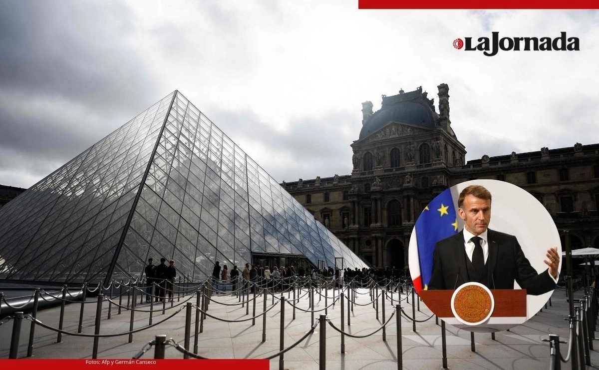 Durante su visita oficial a México, el presidente de Francia, Emmanuel Macron, señaló que la seguridad del Louvre será replanteada totalmente. Fotos