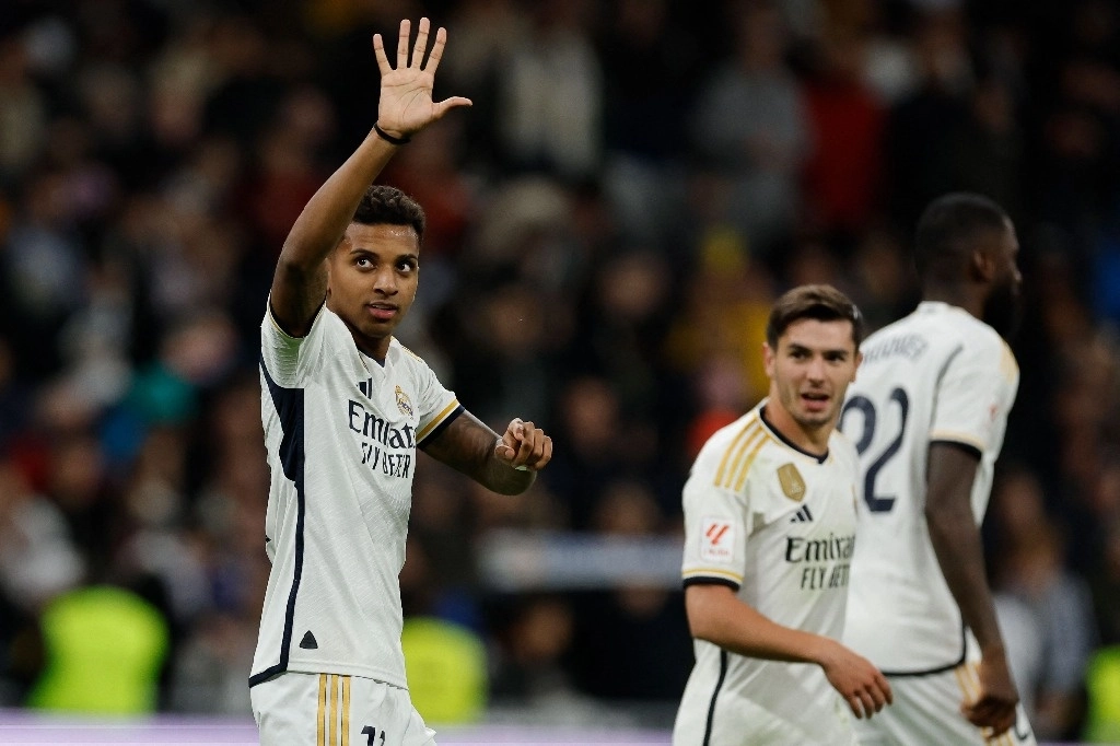Rodrygo Goes marcó el segundo gol de Real Madrid ante Granada, en le juego de la fecha 15 de La Liga. Foto Afp