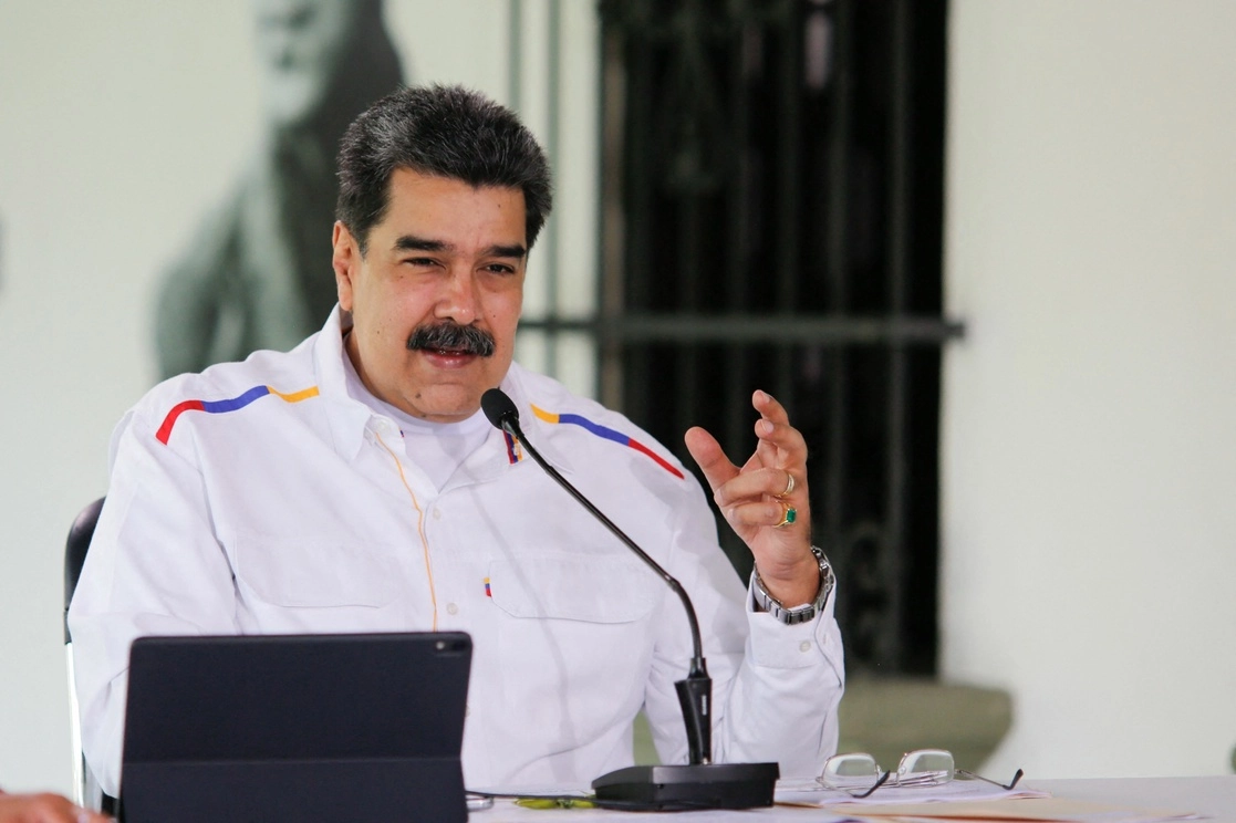 El presidente Nicolás Maduro, durante un mensaje dirigido a los venezolanos en Miraflores. Foto Afp