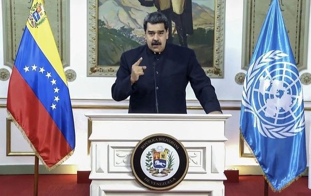 El presidente Nicolás Maduro grabó un discurso que fue proyectado en la 75 Asamblea General de la ONU. Foto Ap  