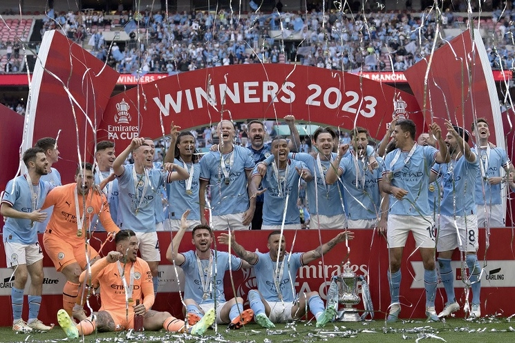 El Manchester City se coronó campeón de la Copa FA con doblete de Ilkay Gundogan. Foto Ap 