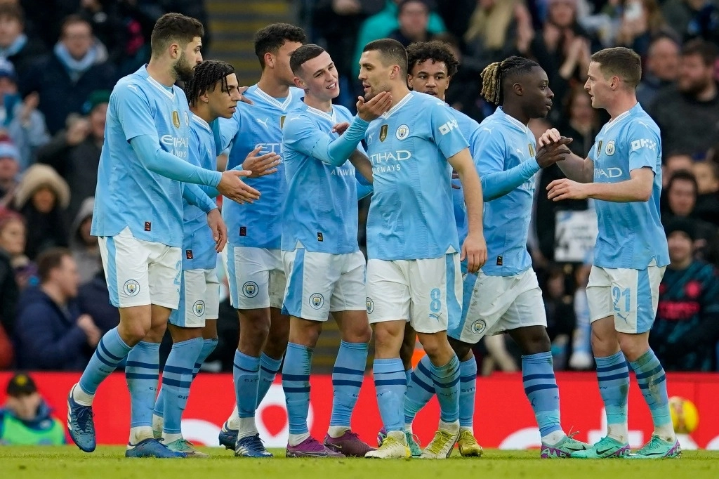 Manchester City se impuso en la FA Cup por 5-0 al Huddersfield, equipo de segunda división. Foto Ap   