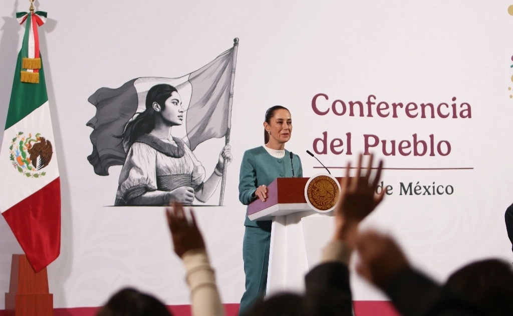  La presidenta de México, Claudia Sheinbaum, durante la Conferencia del Pueblo en Palacio Nacional, el 14 de enero de 2025. Foto Cuartoscuro