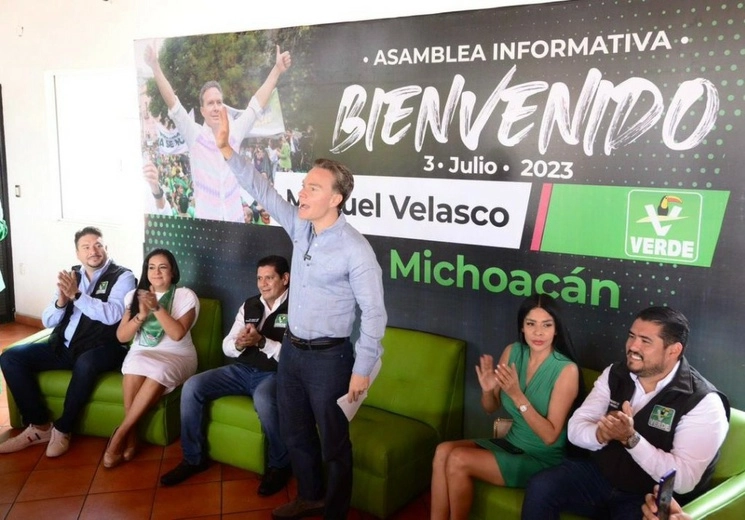 Manuel Velasco, la "corcholata" del PVEM visitó Michoacán para promover su candidatura. Foto @VelascoM_