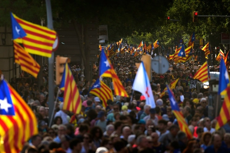 Manifestación para celebrar el Día Nacional de Cataluña en Barcelona, ​​España, el lunes 11 de septiembre de 2023. Foto Ap