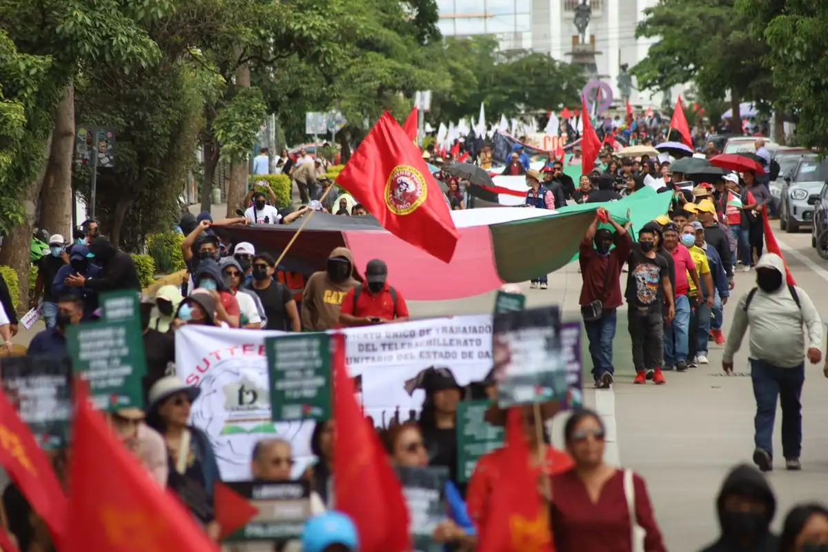 Manifestantes durante la protesta. Foto 
