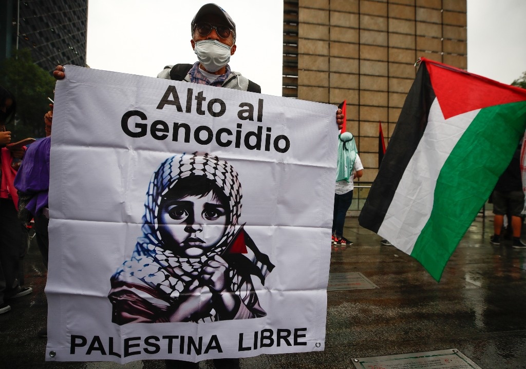 They march in solidarity with Palestine and to demand an end to the “genocide”