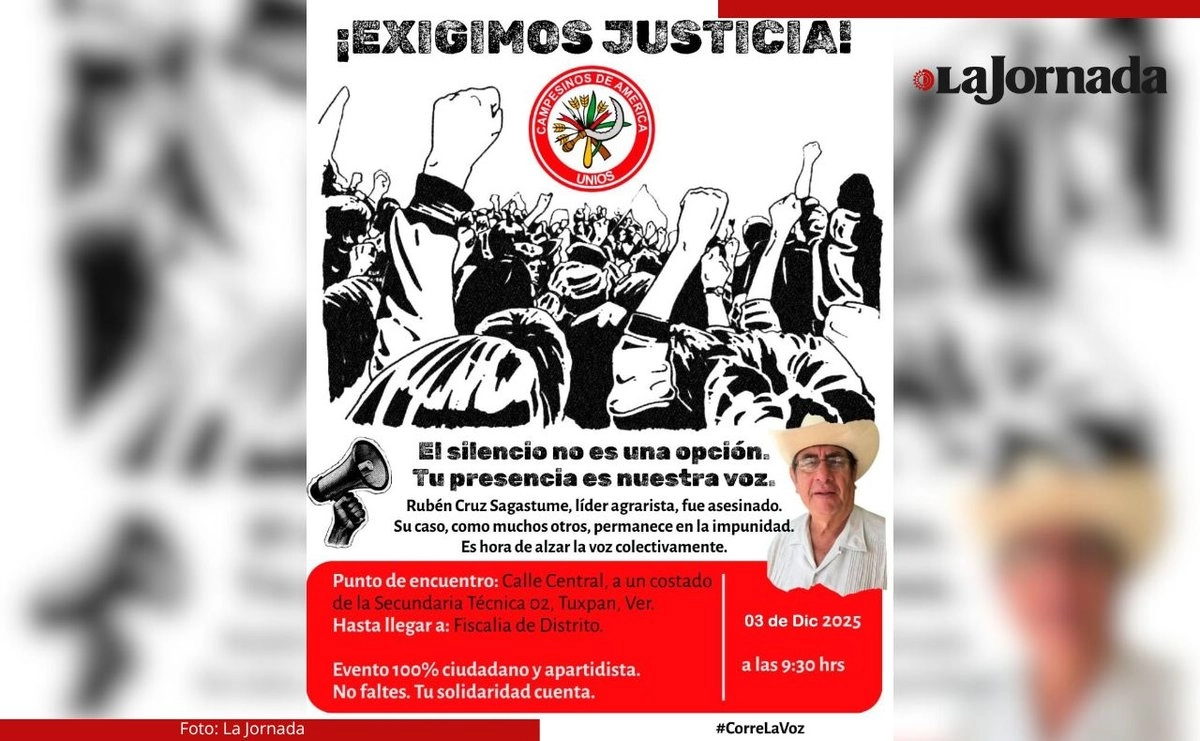 Miguel Cruz Ángeles, secretario general de la Liga Roja de la CNC en Tuxpan e hijo del líder campesino, aseguró que la marcha no tiene tintes partidistas ni políticos, sino que únicamente busca que se haga justicia en el asesinato de su padre.