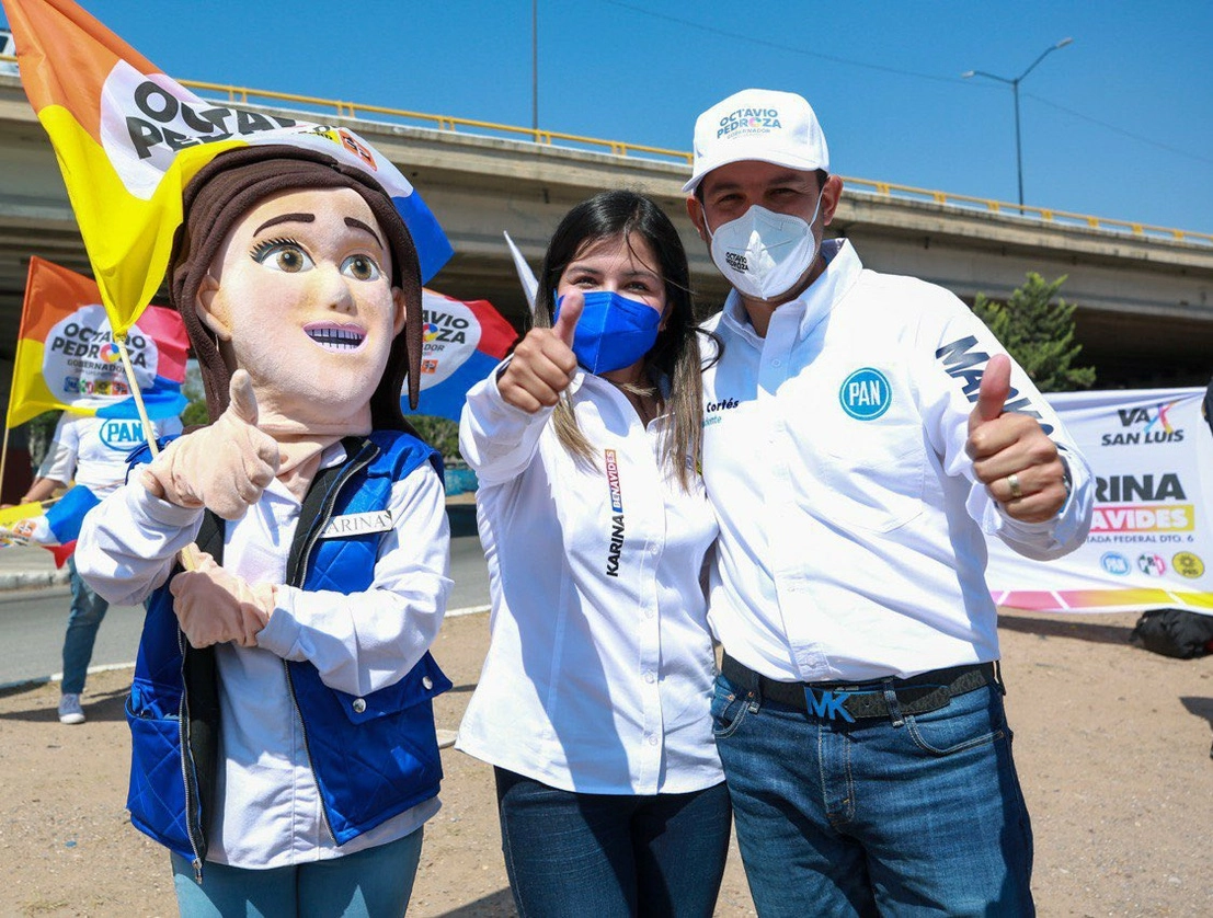 Marko Cortés apoyando a los candidatos de SLP. Foto de su twitter