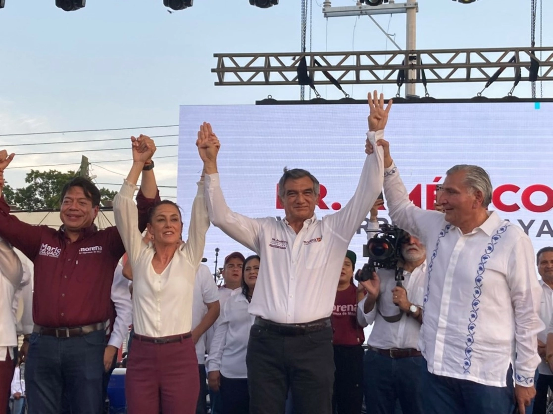 La dirigencia de Morena y militantes asistieron al cierre de campaña de Américo Villareal, candidato al gobierno de Tamaulipas. Foto La Jornada