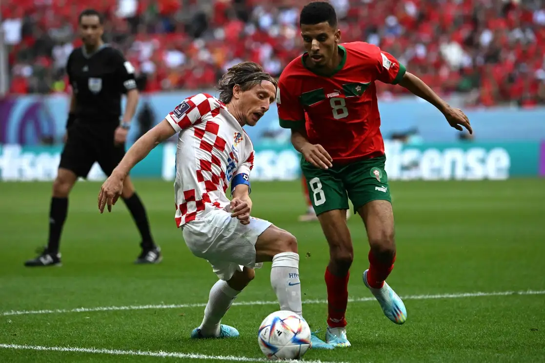 La subcampeona mundial Croacia y su estrella Luka Modric empezaron su camino en el Mundial de Qatar-2022 con un decepcionante empate sin goles (0-0) en su duelo ante Marruecos, en Al Khor, el 23 de noviembre de 2022. Foto Afp