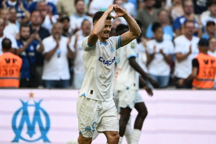 Vitinha, jugador portugués del Marsella, anotó el gol del desempate ante Reims al minuto 73. Foto Afp	

