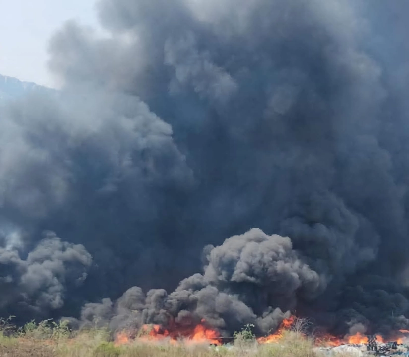 Incendio en la zona norponiente, en inmediaciones del ejido El Mimbre. Foto