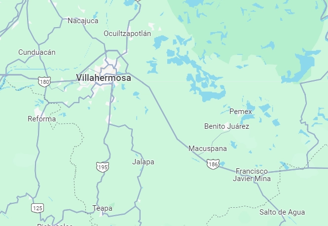 Un grupos de personas que departían en una cantina clandestina en Macuspana, Tabasco, fueron asesinadas. Foto Google maps