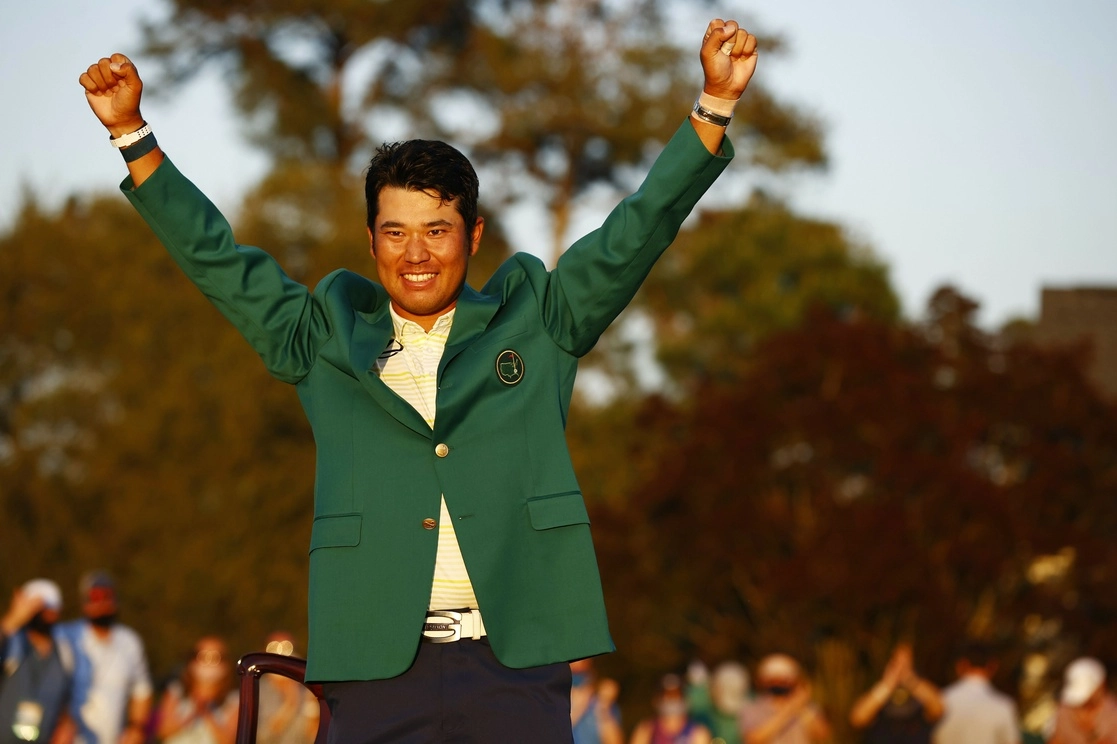 Hideki Matsuyama celebrando su triunfo. Foto Afp