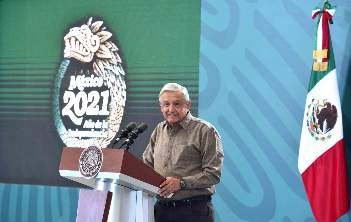 El presidente Andrés Manuel López obrador durante la conferencia matutina en Hermosillo, Sonora, el 12 de noviembre de 2021. Foto cortesía Presidencia