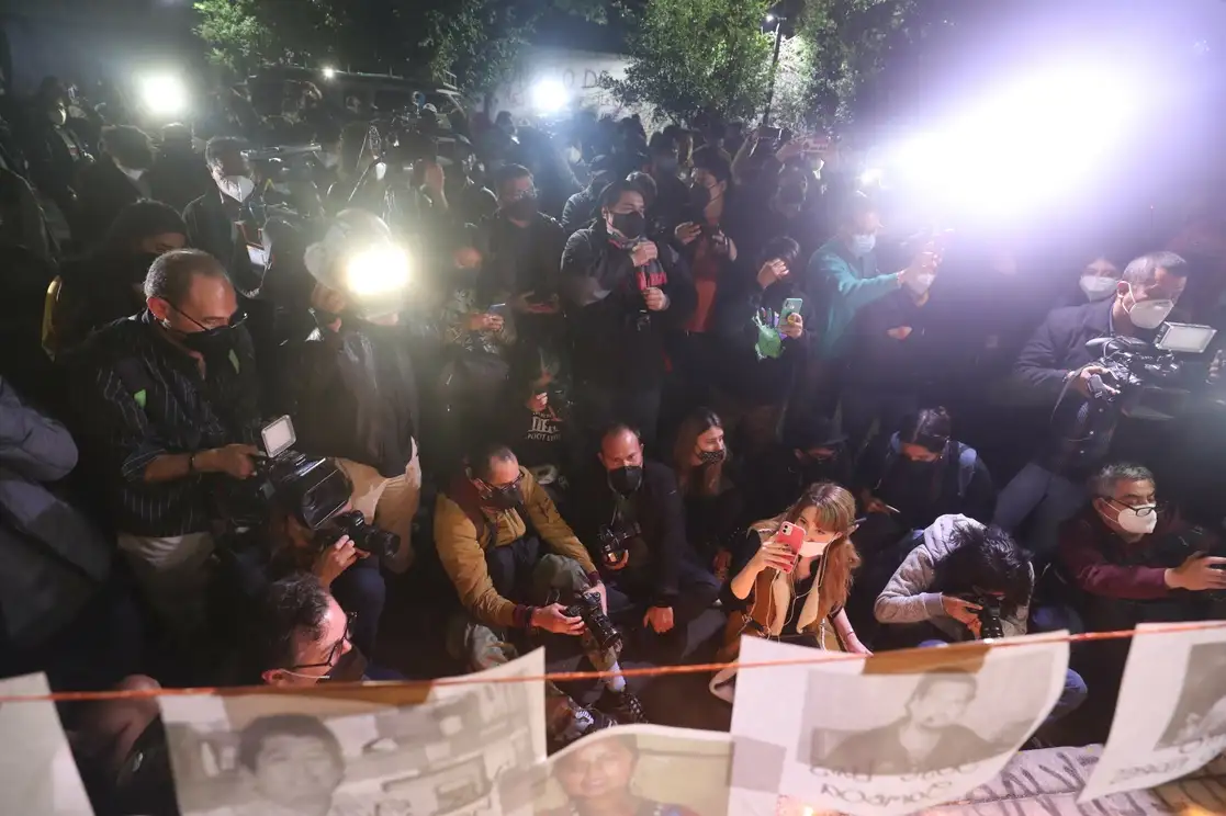 Protesta de periodistas en la Ciudad de México por el asesinato de colegas, el 25 de enero de 2022. Foto Luis Castillo