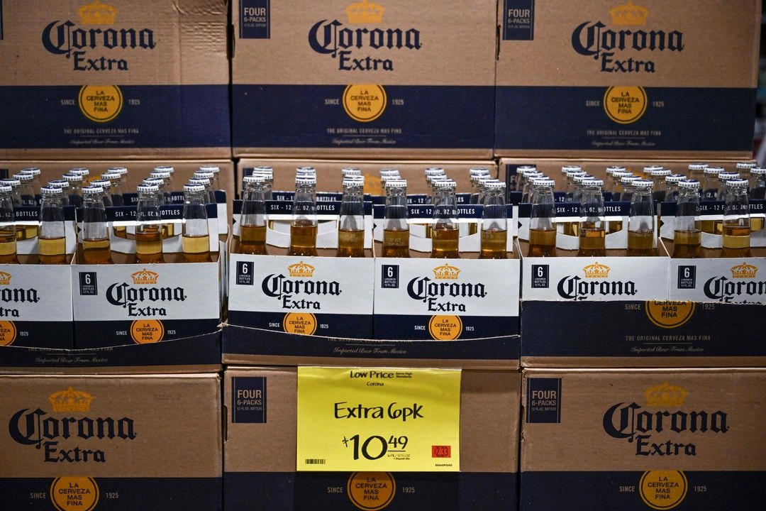 Cerveza importada de México a la venta en un supermercado de Nueva York el 8 de abril de 2025. Foto