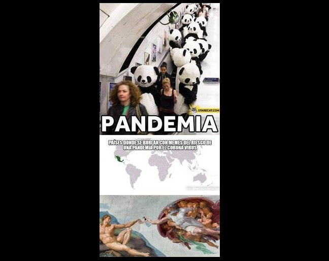 'Memes', unidades de información cultural, alusivos a la pandemia del coronavirus. Imágenes tomadas de internet