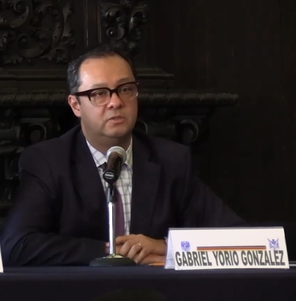 Gabriel Yorio González, subsecretario de la SHCP durante la Cátedra SHCP 2023 de la Facultad de Economía UNAM. Imagen tomada de la transmisión en vivo del evento
