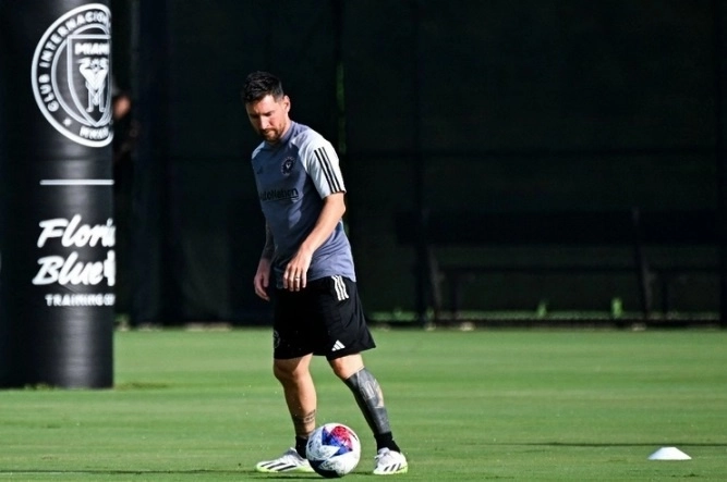 Lionel Messi durante uno de los entrenamientos del Inter de Miami en Fort Lauderdale, Florida, el 24 de julio de 2023. Foto Afp