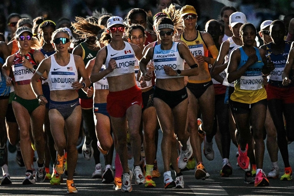 La mexicana Citlali Cristian Moscote, durante el maratón femenino de la prueba de atletismo en los Juegos Olímpicos de París 2024 en París el 11 de agosto de 2024. Foto Afp