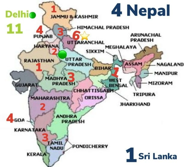Mapa elaborado por los mexicanos varados en India, con datos sobre su ubicación

