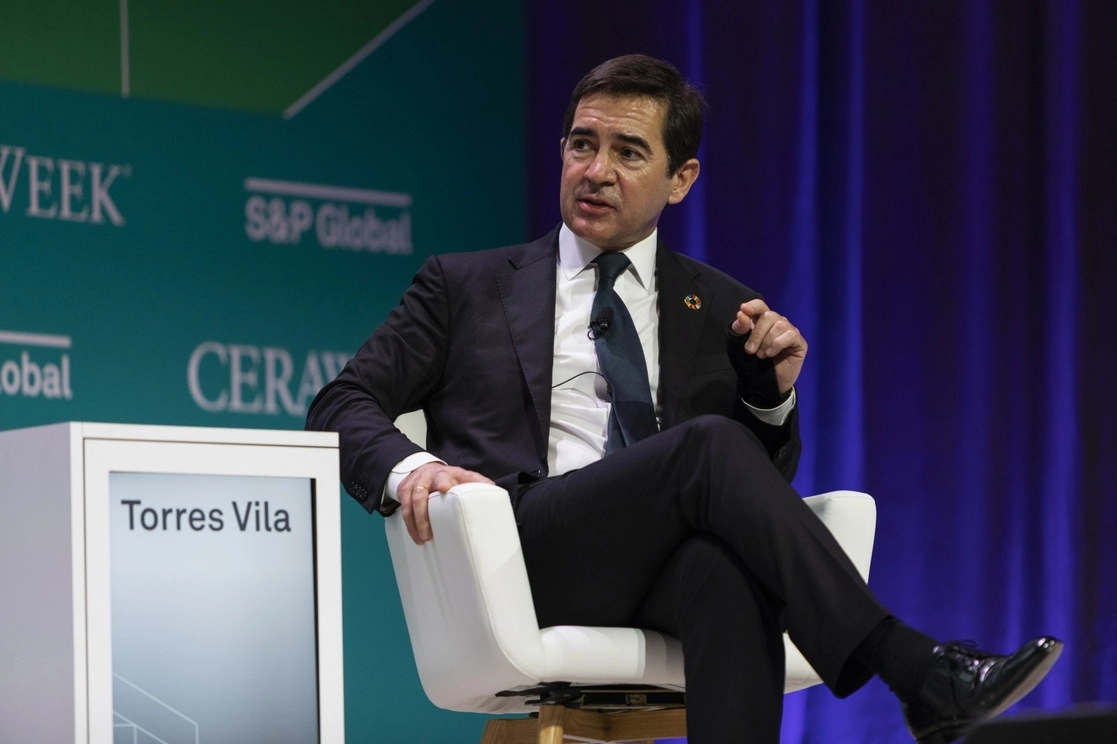 El presidente de BBVA, Carlos Torres Vila, durante su participación en CERA Week, el evento global de referencia del sector energético. Foto cortesía BBVA