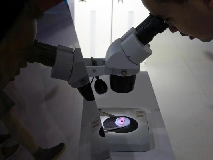 Exposición Internacional de Alta Tecnología de China, donde un visitante observa un chip de computadora. Foto Ap / Archivo