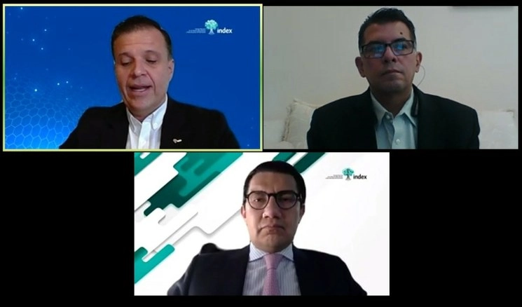 Luis Aguirre Lang (izquierda) señaló que la inversión extrajera directa en el sector no se ha estancado hasta el momento, pues en el primer trimestre del año fue de 10.3 millones de dólares, que significó un crecimiento de 8.4% respecto al mismo periodo del año pasado. Imagen tomada del Twitter de @index_mexico