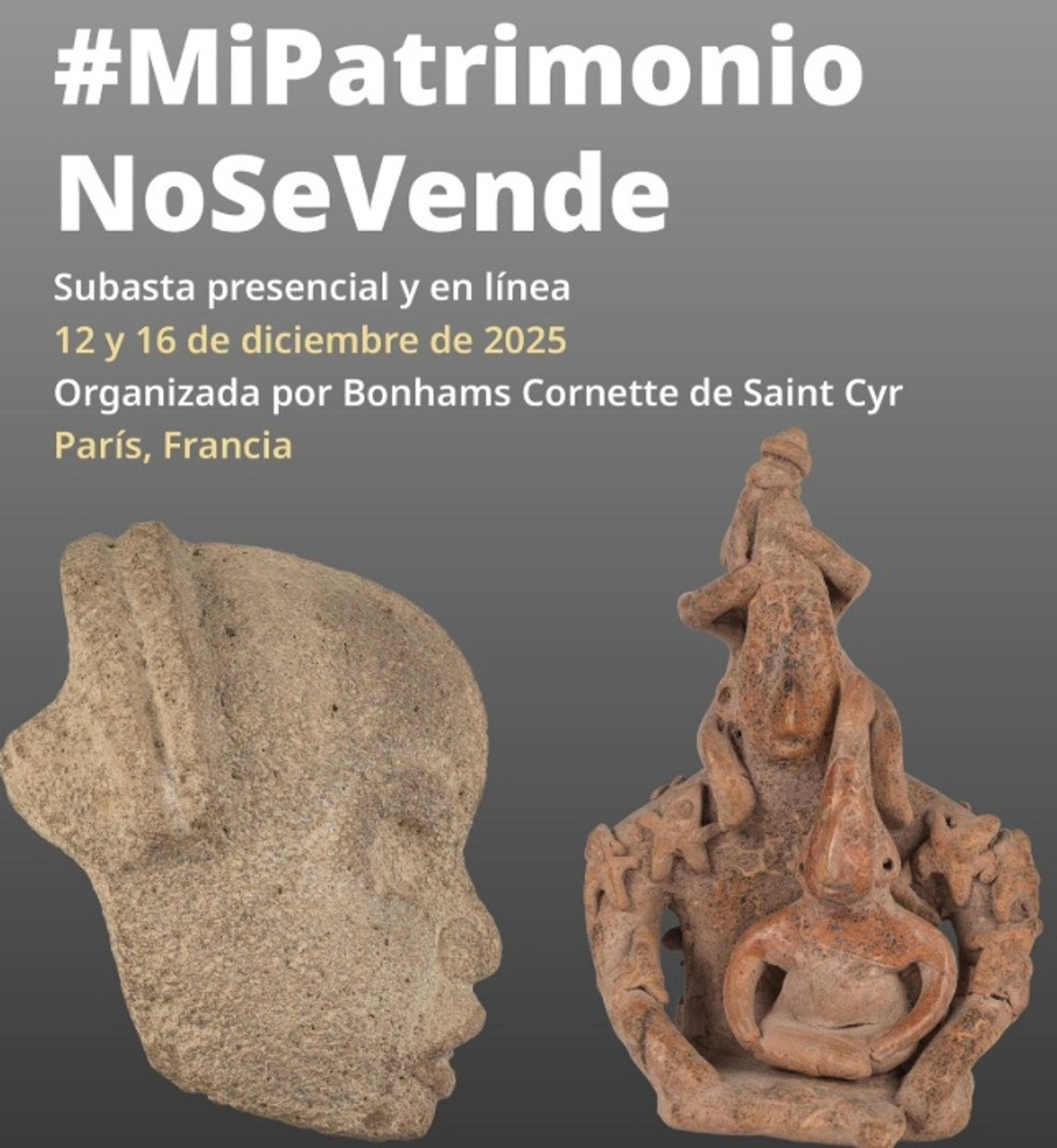 Secretaría de Cultura exigió a la casa de subastas Bonhams a regresa las 48 piezas prehispánicas que pertenecen a México y que pretender ser vendidas este fin de semana. Foto 