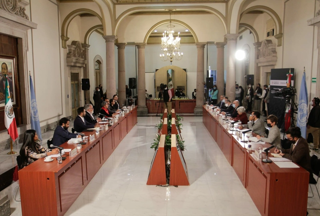 Ceremonia de bienvenida a los expertos de Naciones Unidas que realizan una visita a nuestro país, el 15 de noviembre de 2021. Foto tomada del Twitter de @A_Encinas_R