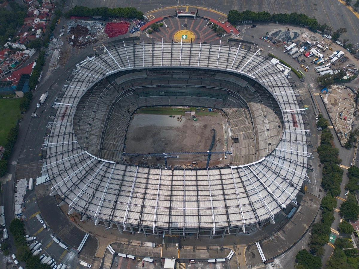 Obras en el estadio Banorte (Azteca), en imagen del 7 de septiembre de 2025. Foto 