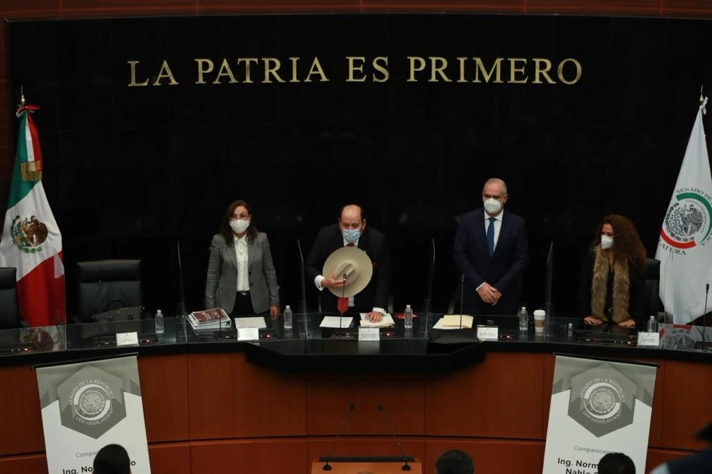 Senadores guardaron un minuto de silencio por el fallecimiento del morenista Joel Medina, durante la comparecencia de las secretaria de Energía. Foto María Luisa Severiano