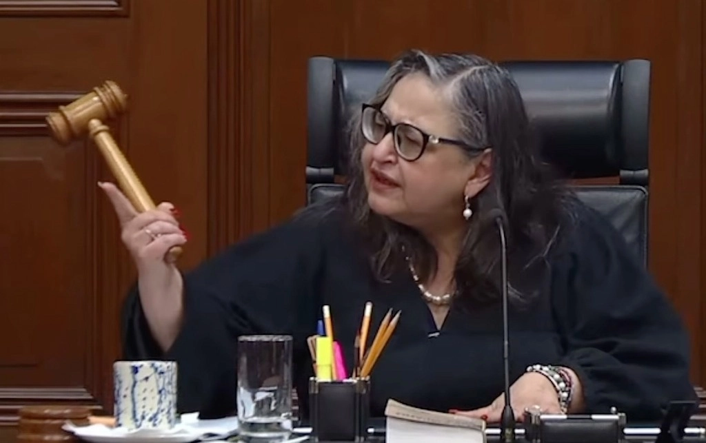 La ministra presidenta de la Suprema Corte de Justicia de la Nación, Norma Lucía Piña Hernández, durante la más reciente sesión de ese órgano. Foto cortesía de la SCJN