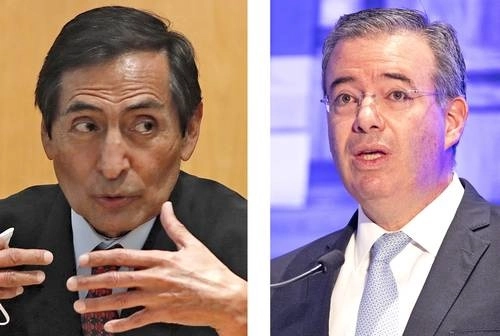 El secretario de Hacienda, Rogelio Ramírez de la O, y el gobernador del Banco de México, Alejandro Díaz de León, son integrantes de la Comisión de Cambios, la única instancia facultada para decidir sobre el uso de las reservas internacionales. Foto Cristina Rodríguez y Pablo Ramos