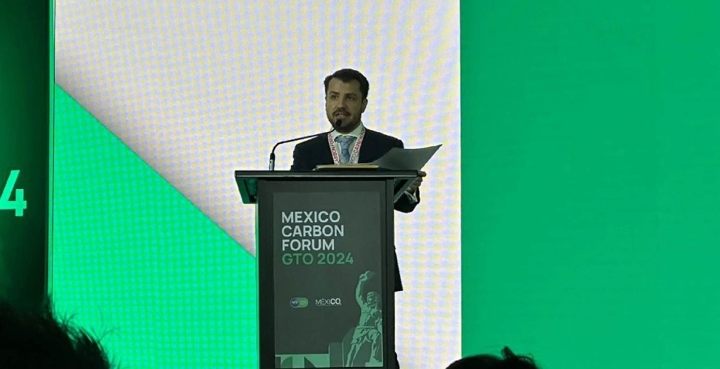 Eduardo Piquero, director general de MéxiCO2, durante su participación en la cuarta edición del Mexico Carbon Forum, en León, Guanajuato. Foto Tomada de https://www.facebook.com/mexico2pmc