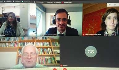 El secretario de Agricultura y Desarrollo Rural, Víctor Villalobos Arámbula, sostuvo una reunión virtual con el embajador de Francia en México, Jean-Pierre Asvazadourian. Foto Cortesía Sader