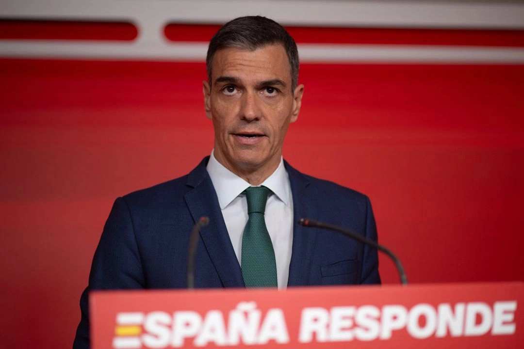 El secretario general del PSOE y presidente del Gobierno, Pedro Sánchez, durante una rueda de prensa, en la sede del PSOE de la calle Ferraz, a 16 de junio de 2025, en Madrid. Foto