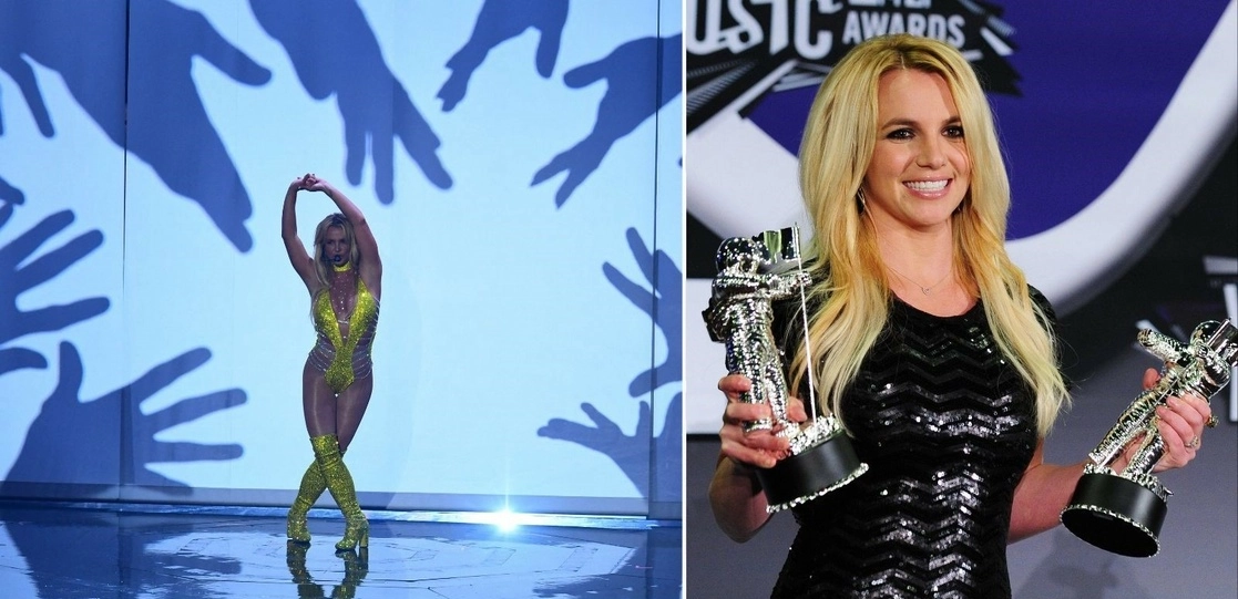 La cantante durante las entregas de los premios MTV, en 2011 y 2016. Foto Afp