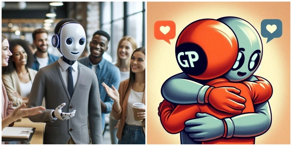 Imágenes hechas con la IA de Microsoft Designer al pedirle un chatbot DeepSeek con rostro humano. 