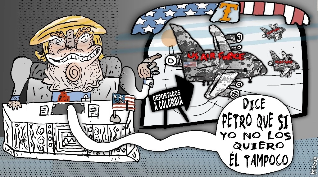 Migrantes en ping pong / Magú 