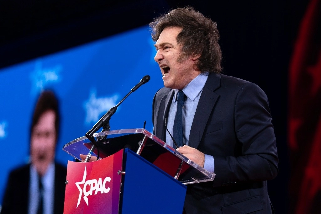 El presidente argentino, Javier Milei, durante la Conferencia de Acción Política Conservadora, en Maryland, Estados Unidos, el 22 de febrero de 2025. Foto Ap