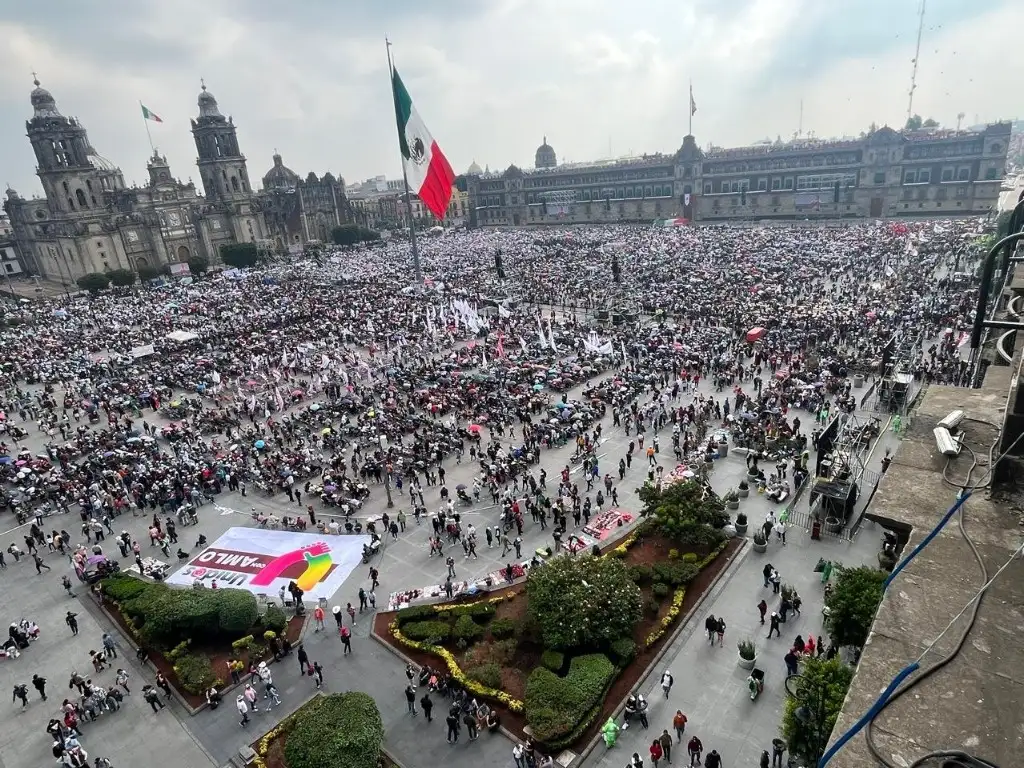 Vista panorámica del Zócalo capitalino, previo al inicio del último informe de gobierno del presidente López Obrador, el 1 de septiembre de 2024. Foto Víctor Camacho