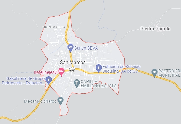 El Ejército decidió evitar la confrontación directa con el propósito de salvaguardar la integridad de ciudadanos inocentes en el municipio de San Marcos. Captura de imagen de Google Maps