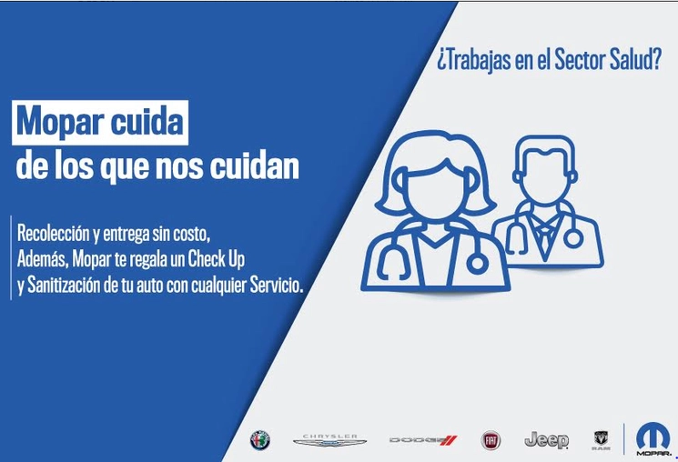 La campaña “Mopar cuida de los que nos cuidan” estará vigente del 20 de abril al 30 de mayo de 2020. Foto. Mopar México.