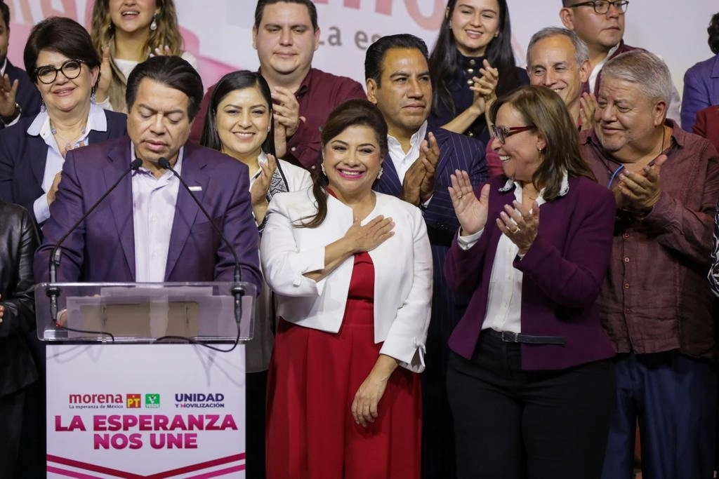 Clara Brugada durante la presentación de los resultados de las encuestas de Morena para definir a los candidatos a la gubernatura de nueve estados, en un hotel de la Ciudad de México, el 11 de noviembre de 2023. Foto Pablo Ramos