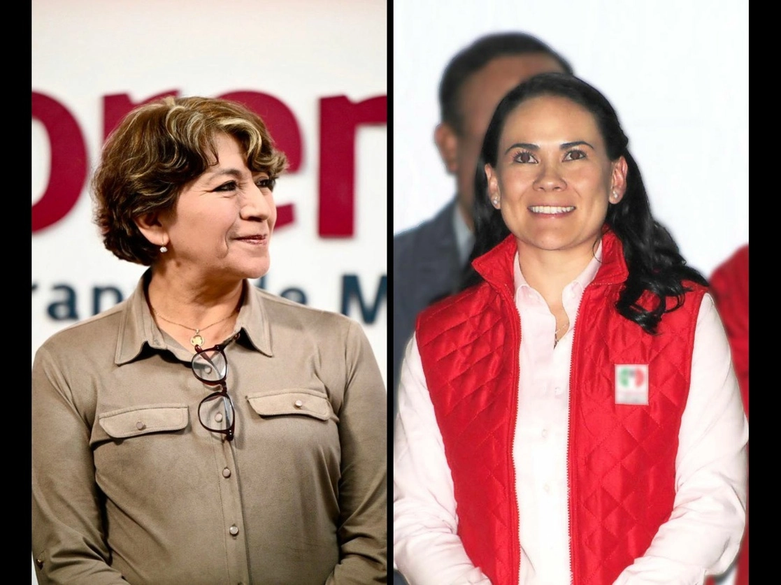 Delfina Gómez, precandidata única de Morena a la gubernatura del estado de México, y Alejandra del Moral, virtual abanderada por el PRI. Foto ‘La Jornada’